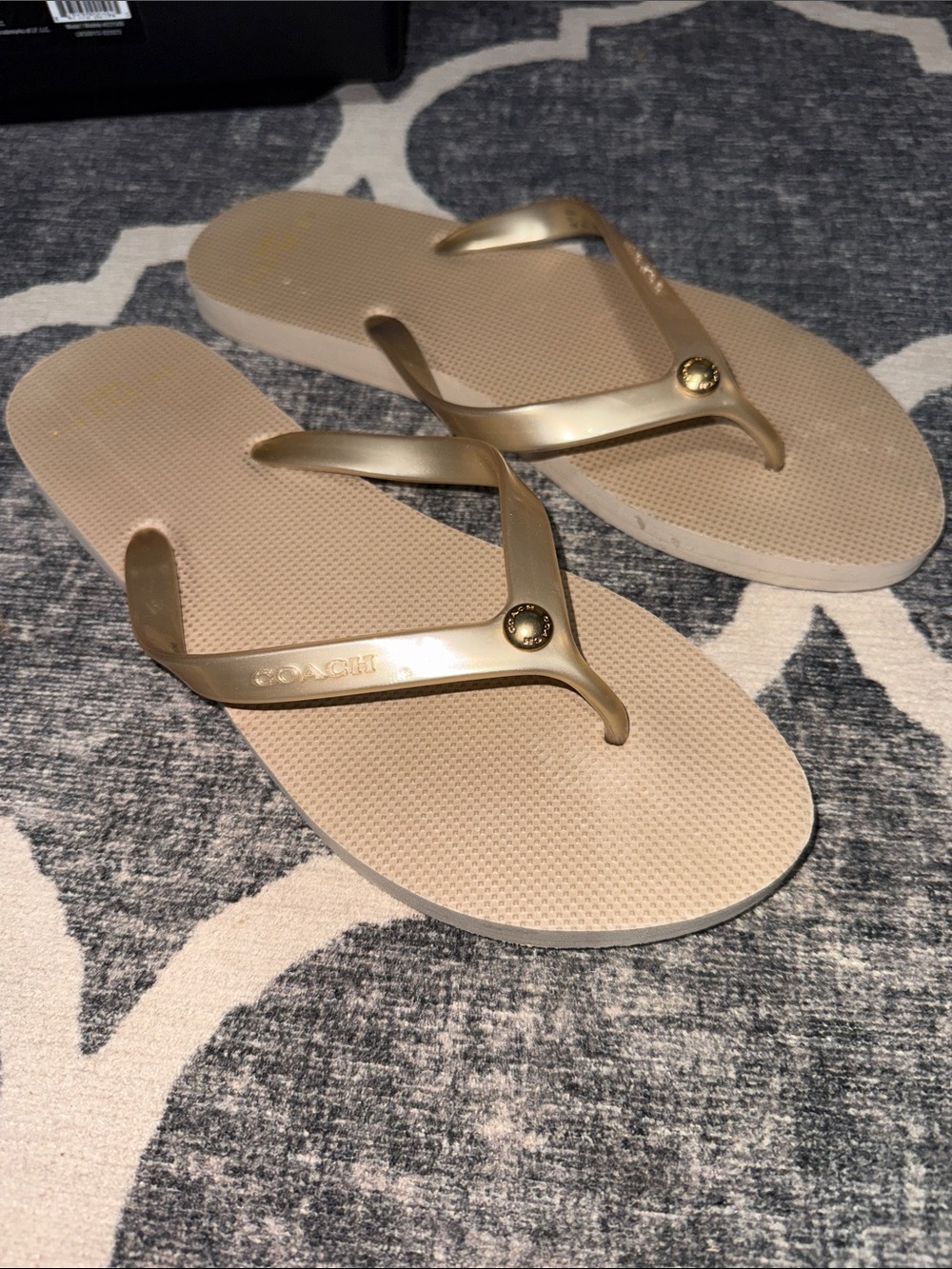 Coach Gold  Flip Flops size 9-10